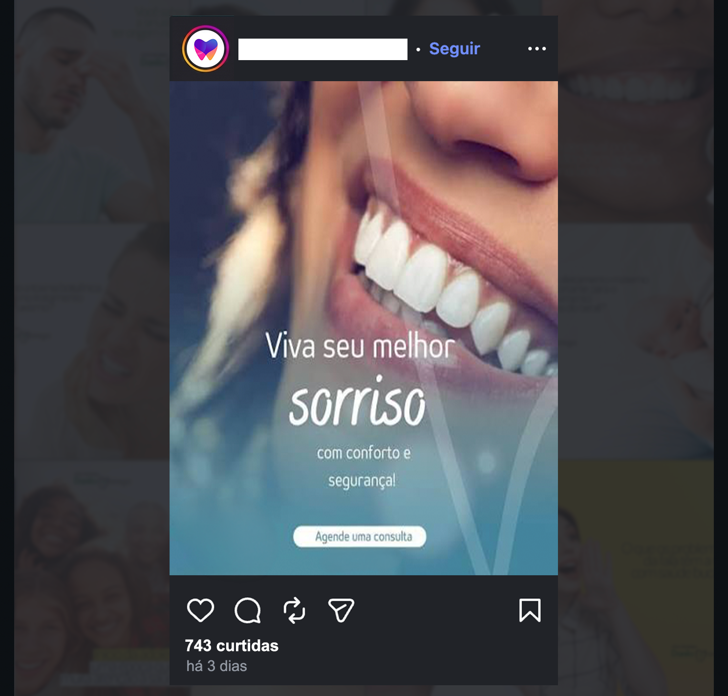 Post de social media para clínica odontológica